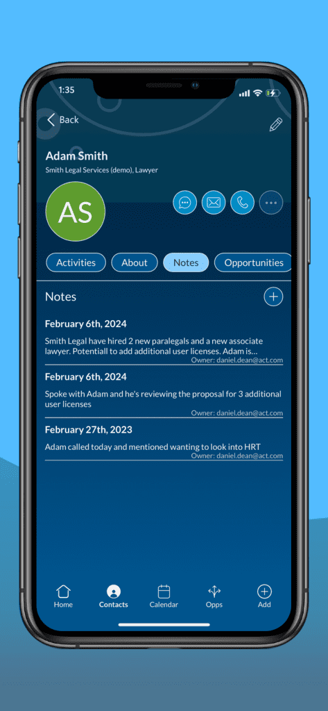 APC Mobile screenshot - Notes